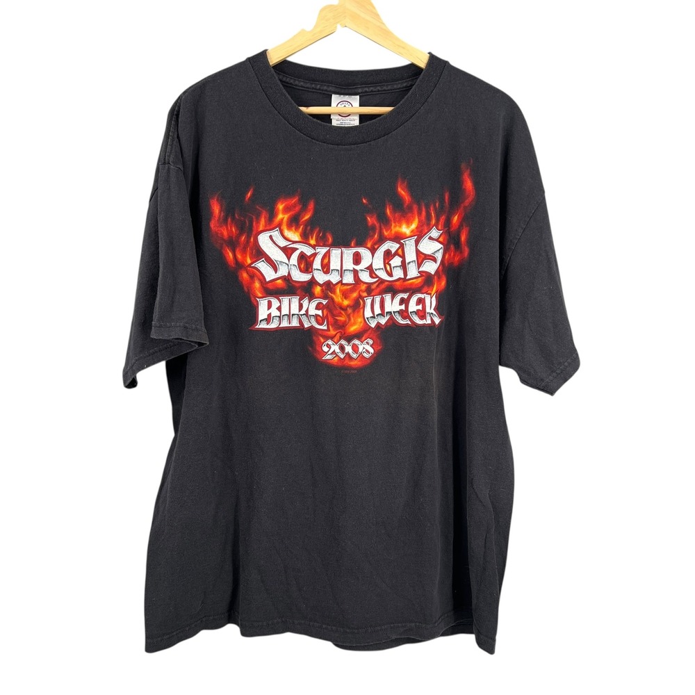 2008‎ Sturgis Bike Week Eagle Flames Biker T-Shirt XL Delta Pro Weight